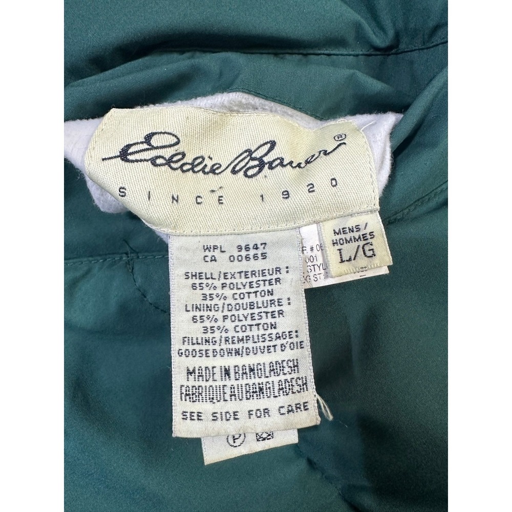 Eddie Bauer Vintage Reversible Goose Down Puffer Vest Mens Large Plaid Green - Picture 5 of 7